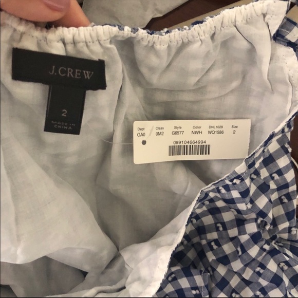 J. Crew NWT Gingham tie ruffle top - Picture 4 of 8